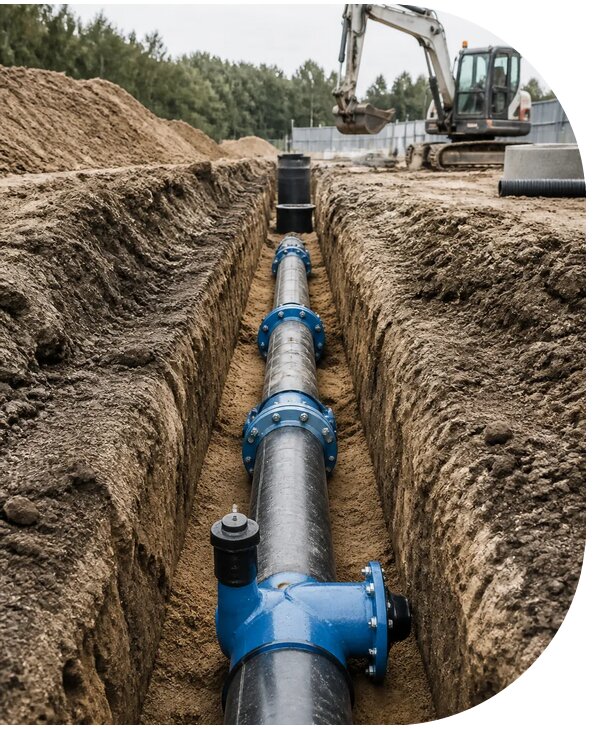 Строительство наружных сетей водоснабжения для объектов в Юбилейном